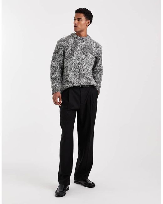 Jack & Jones Gray Twisted Yarn Jumper for men