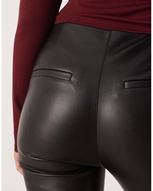 Abercrombie & Fitch Black High Rise Clean Waist Leather Slim Bootcut Trousers