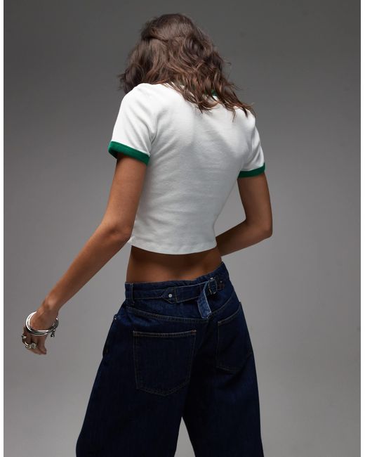 Levi's Gray Crop Ringer Tee With Central Graphic