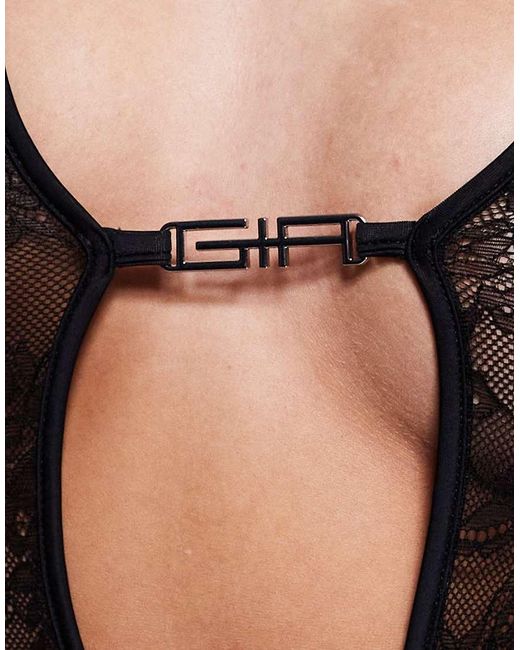 I.AM.GIA Black Tigra Lace Plunge Hardware Detail Jumpsuit