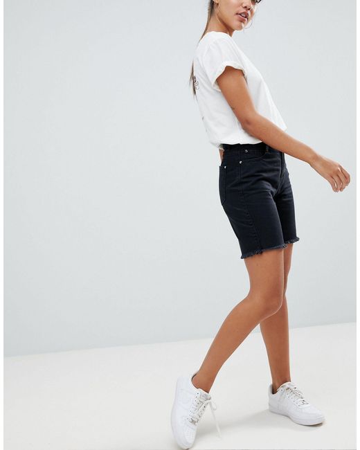 longline denim shorts