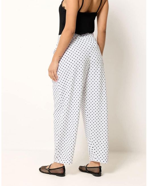 PixieGirl Black Petite Polka Dot Barrel Leg Trousers