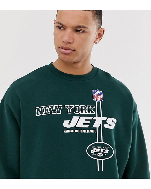 ASOS Green Tall Oversized Sweatshirt With Nfl New York Jets Print for men