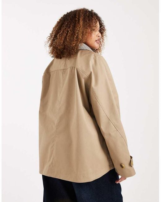 ASOS Blue Asos Design Curve Oversized Cape Detail With Check Liner
