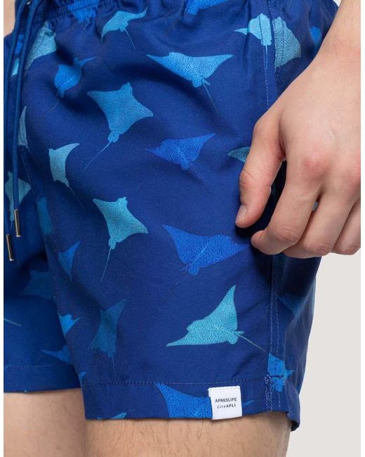 Apreslife Blue Manta Swim Shorts for men