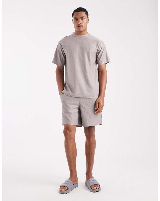 Only & Sons Gray Plisse Oversized T-shirt for men