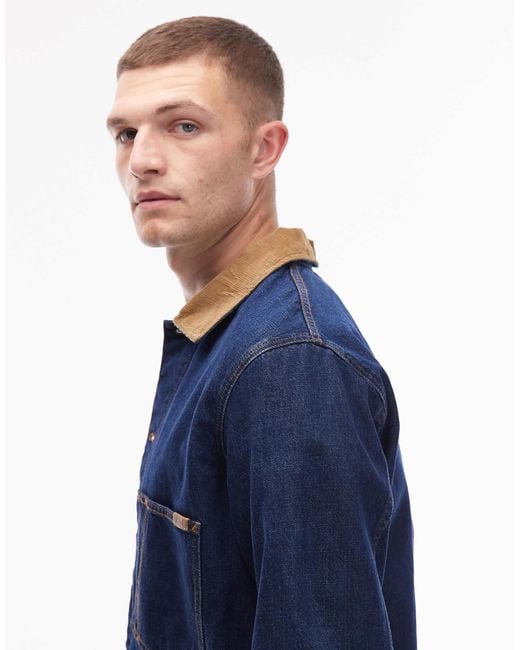 Tommy Hilfiger Blue Chore Jacket With Contrast Collar for men