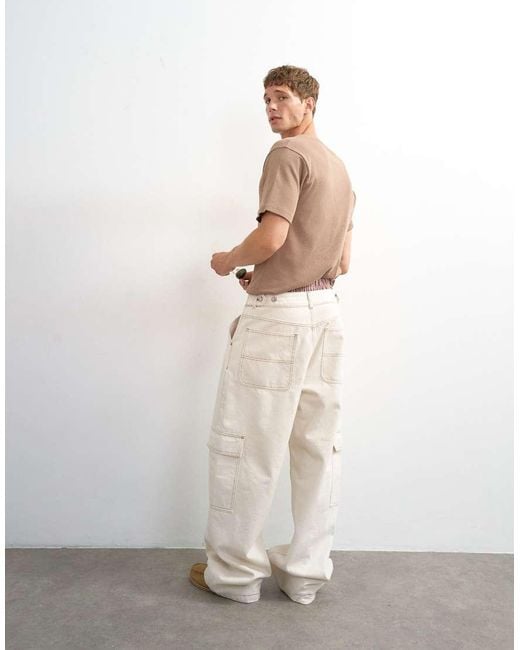 Topman White Rigid baggy Fit Jean With Side Pockets for men