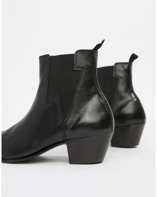 ASOS Wide Fit Cuban Heel Western Boots in Black for Men - Lyst