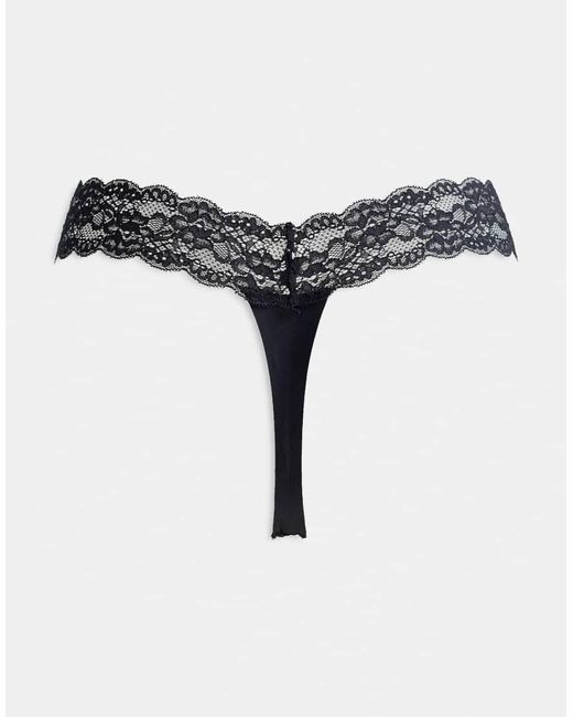 ONLY Black 3 Pack Lace Trim Seamless Thong