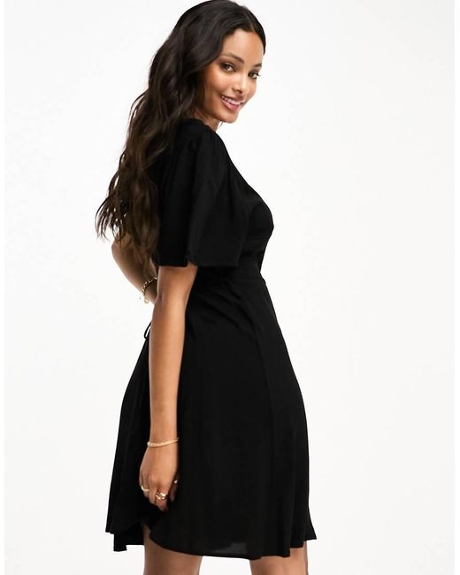 Vero Moda Black Button Through Mini Skater Dress