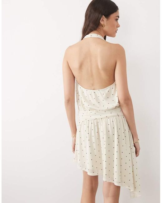 Miss Selfridge White Drop Waist Mini Dress With Asymmetric Hem