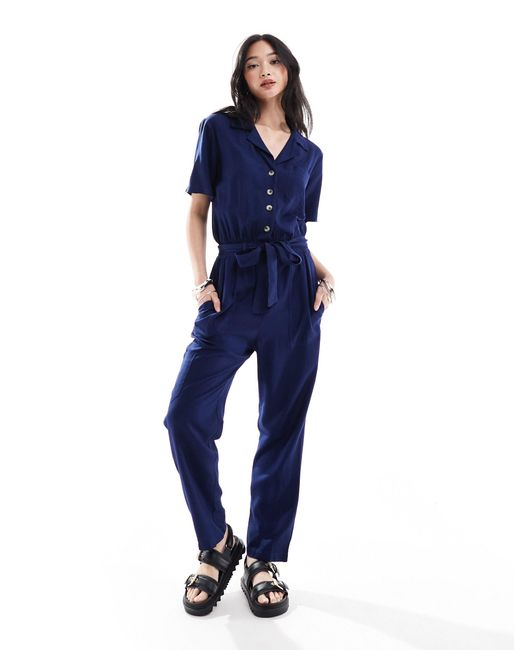 French Connection Blue Utility Jumpsuit