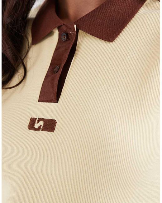 laagam White Erya Contrast Polo Top