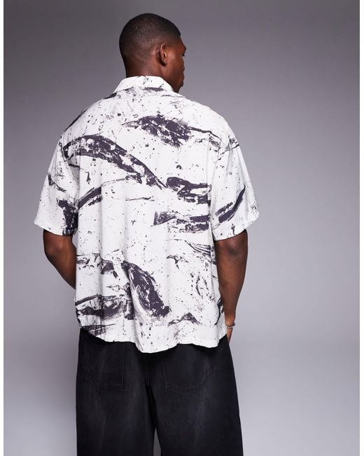Bershka Gray Abstract Shirt for men