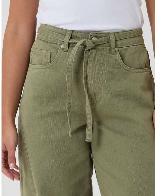Threadbare Green Belted Barrel Leg Jeans
