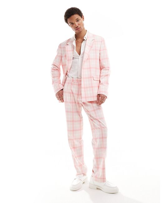 Viggo – eriksen – karierte anzugjacke in Pink für Herren