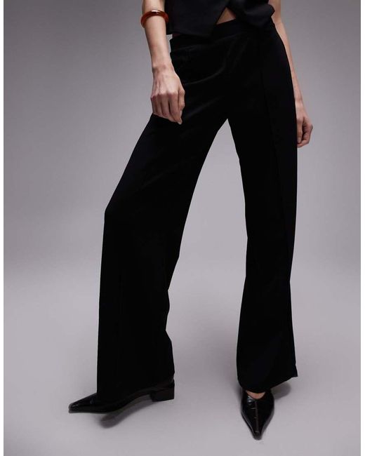 Pantalones De Sastre Negros De Pernera Recta Con Cinturilla Elástica De (Parte De Un Conjunto) Mango de color Gray