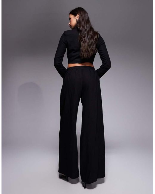 Kaiia Black Exclusive Cotton Rich Tailored High Waisted Wide Leg Trousers Co-Ord