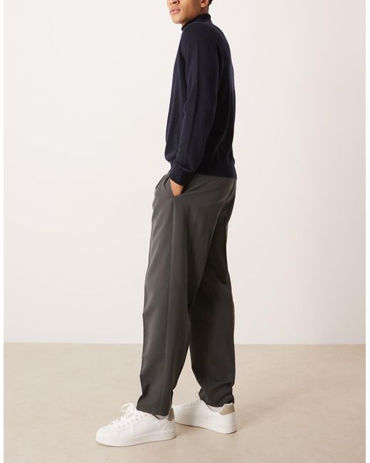 ASOS Black Smart Pleated Oversized Tapered Trousers for men