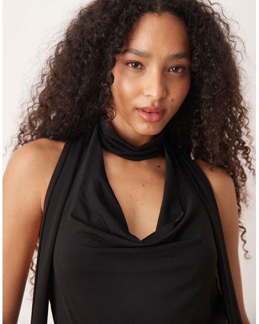 Mango Black Cowl Neck Halter Jumpsuit