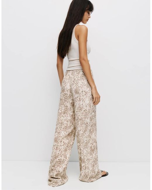 Pull&Bear Rustieke Broek Met Dierenprint in het Natural
