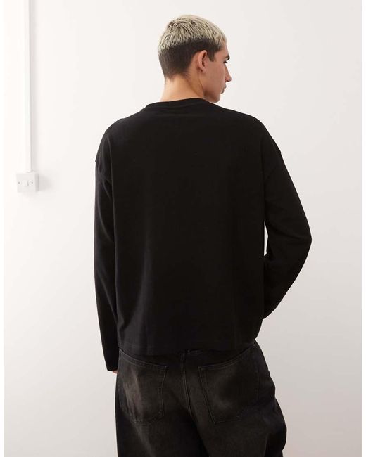 Camiseta Negra De Manga Larga Y Corte Cuadrado Extragrande Con Gráfico De Pantera En La Manga De Weekday de hombre de color Black