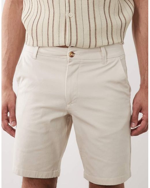 ASOS Natural Slim Fit Chino Shorts for men