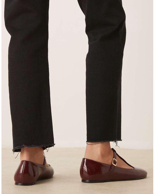 Bailarinas Burdeos Estilo Merceditas De Charol Latham De -Rojo Asos Design Wide Fit de color Brown