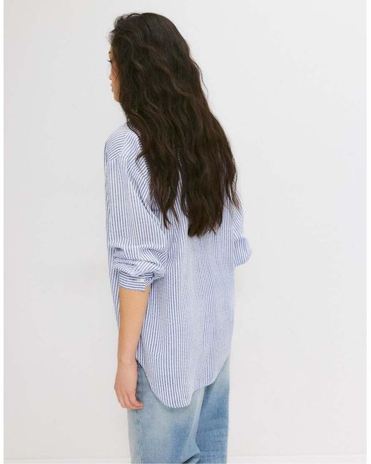 Stradivarius Gray Linen-effect Shirt