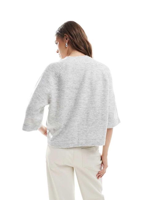ONLY Gray Cropped Knitted T-Shirt