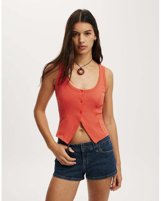 Cotton On Red Button Through Tank