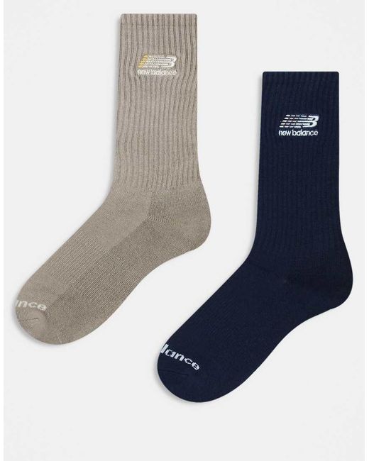 New Balance Blue 2 Pack Ribbed Crew Socks for men