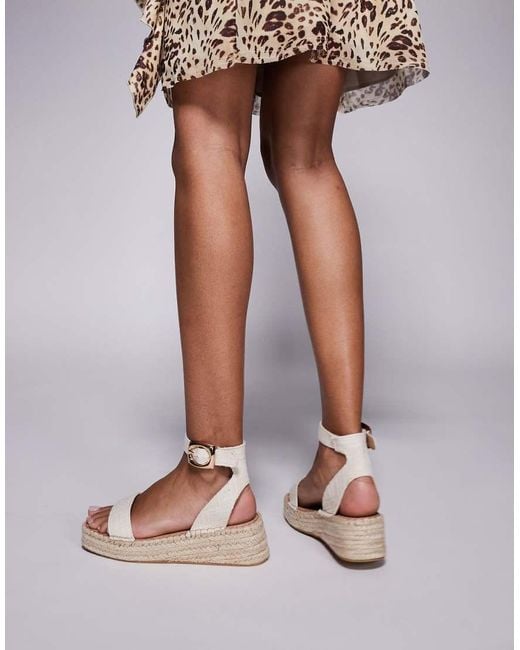 South Beach White Linen Two Part Espadrille Sandals
