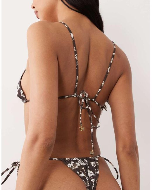 Wild Lovers Brown Rodeo Coastal Print Tie Side Bikini Bottom