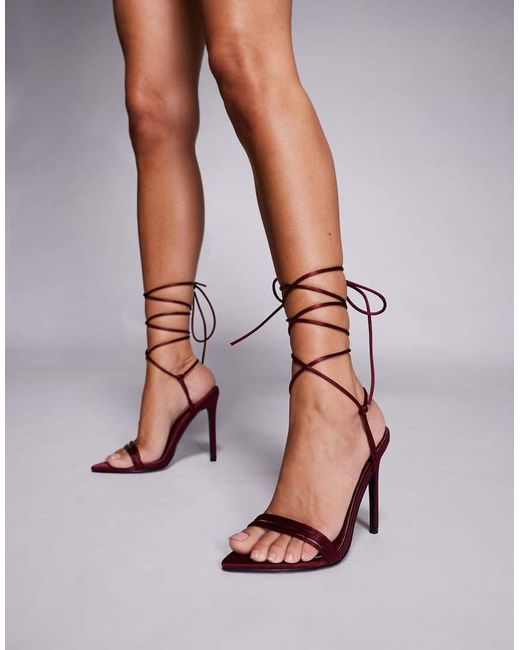 Public Desire Multicolor Merlot Tie Leg Heeled Sandals