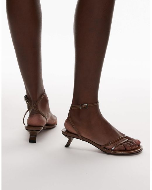 TOPSHOP Brown Isme Strappy Kitten Heel