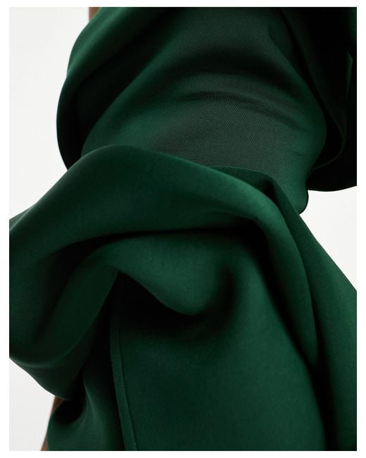 ASOS Green – strukturiertes one-shoulder-minikleid mit schleppendetail