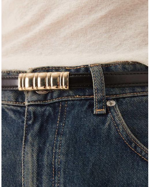 Mango Blue Slim Belt With Accent