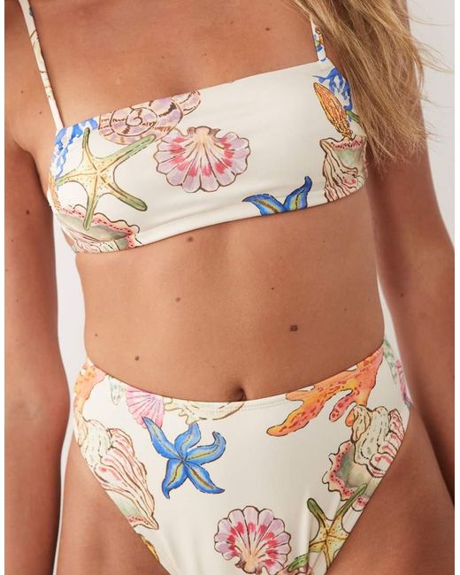 ASOS Multicolor Shelly Suki Square Neck Crop Bikini Top With Removeable Pads