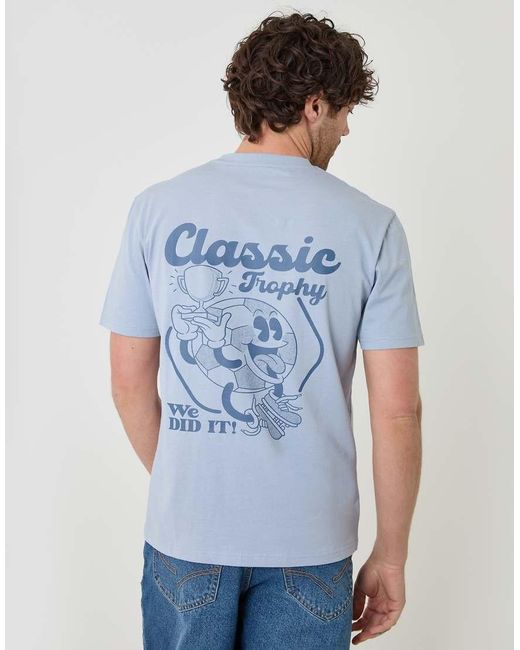 Threadbare Blue Regular Fit Football Graphic T-Shirt for men