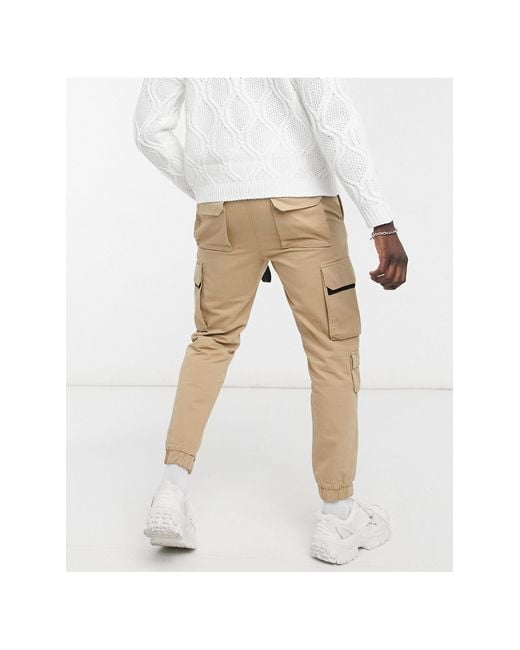 Bershka Cargo Trousers With Key Chain in Natural for Men | Lyst