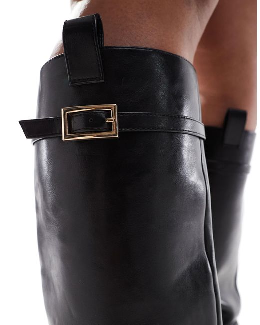ASOS Black Curve – callie – elegante, flache, kniehohe reitstiefel