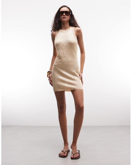 Monki Natural Knitted Mini Dress With Sequin Detail