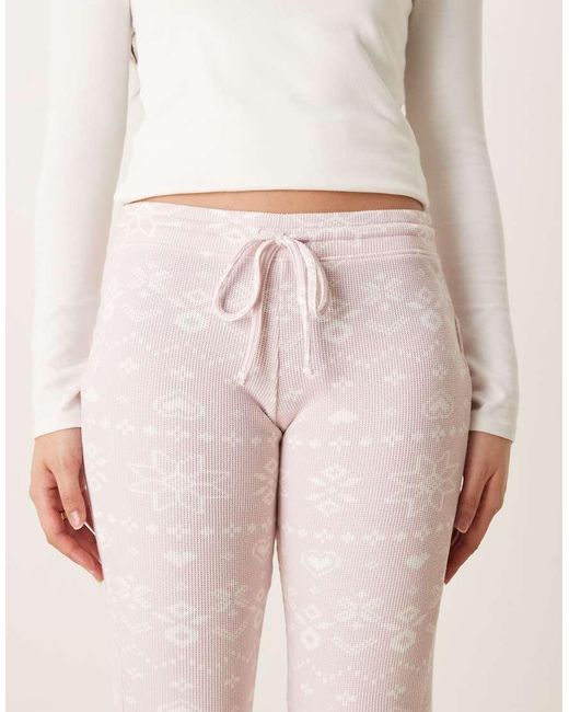 Hollister Natural Gilly Hicks Mid Rise Flare Cosy Waffle Trousers
