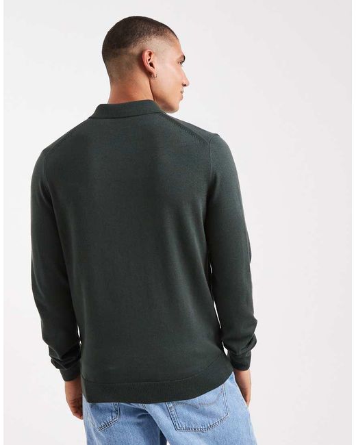 Fred Perry Gray Knitted Polo Jumper for men
