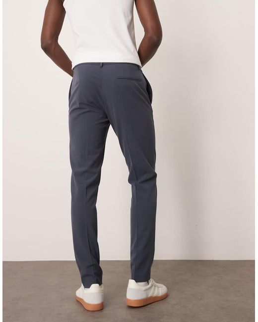 ASOS Blue Four Way Stretch Skinny Fit Suit Trousers for men