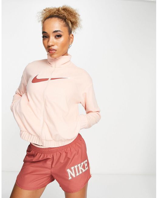 Nike Red – swoosh run dri-fit – laufjacke aus fleece mit logo und reißverschluss