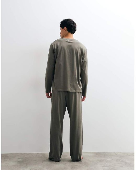 Jack & Jones Gray Pyjama Top And Bottoms Set for men