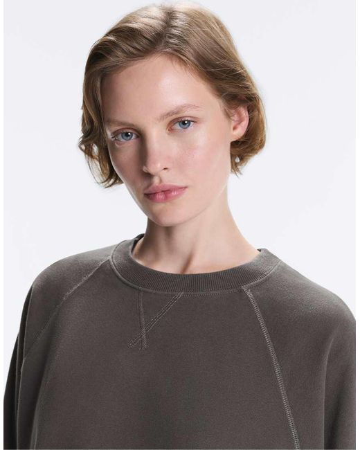 Oysho Gray Cotton Round Neck Sweatshirt